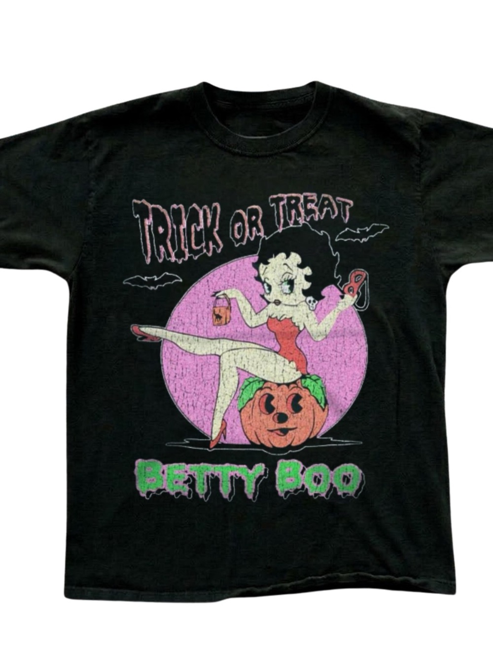 Betty Boo Women's Black Halloween 'Trick or Treat' Graphic Tee, Gift For Her,Him